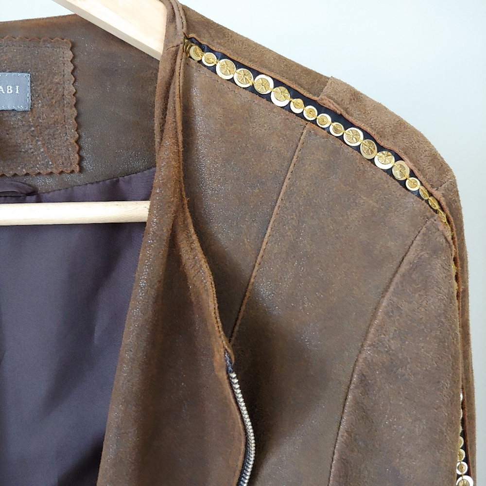 Sachin + Babi For Ankasa Brown Leather Jacket Size 8 - Picture 11 of 16